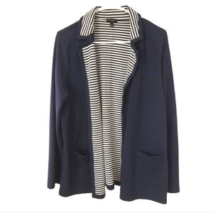 Talbots Navy Jersey Open Blazer Large